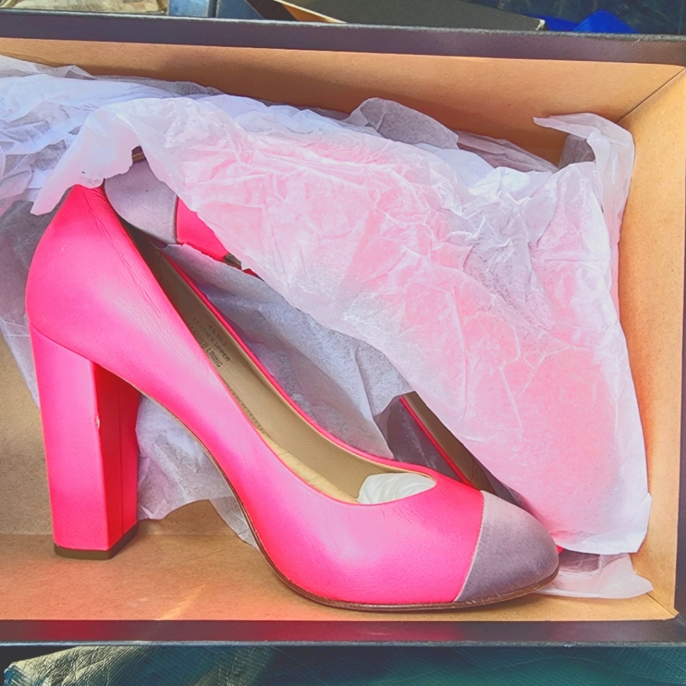 Hot pink stack heel by j. Crew size 6.5